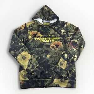 Twenty One Pilots Concert Trench Hoodie Adult S Camo Green Floral Pullover Band